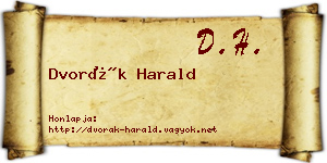 Dvorák Harald névjegykártya